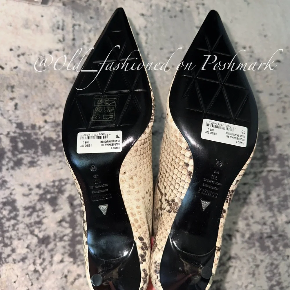 SCHUTZ Frances Pointed Toe Booties - Beige Snake